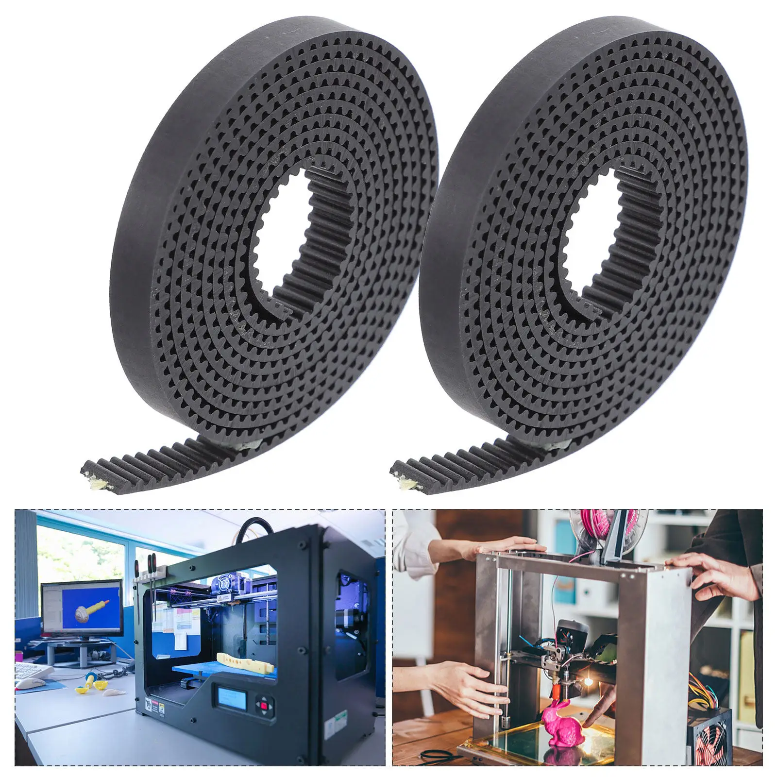 

2Pcs 6Mm Gt2 Rubber Timing Belt for 3D Printer Opening Loop Design Anti-Slide Steady Wear Resistance Precision