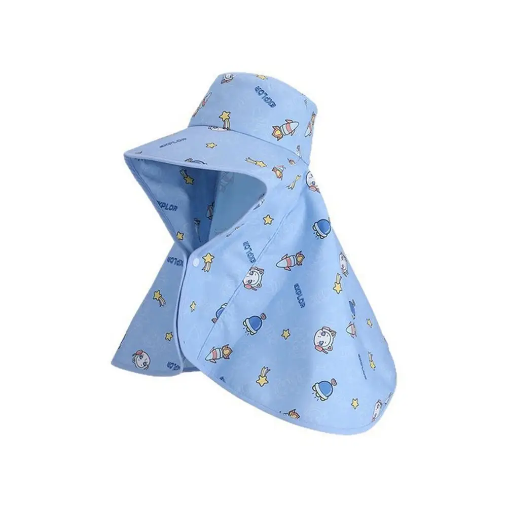 

Quick Dry Big Brim Baby Fisherman Hat Cartoon Shawl Kids Sunscreen Hat Bucket Cap Sun Protection Children Beach Cap Summer
