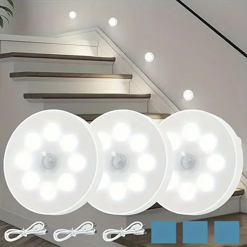 Motion Sensor LED Night Light, USB Smart Led Lamp, For Kitchen Stair Cabinet, Eye Protection Wireless Wardrobe Night Lamp