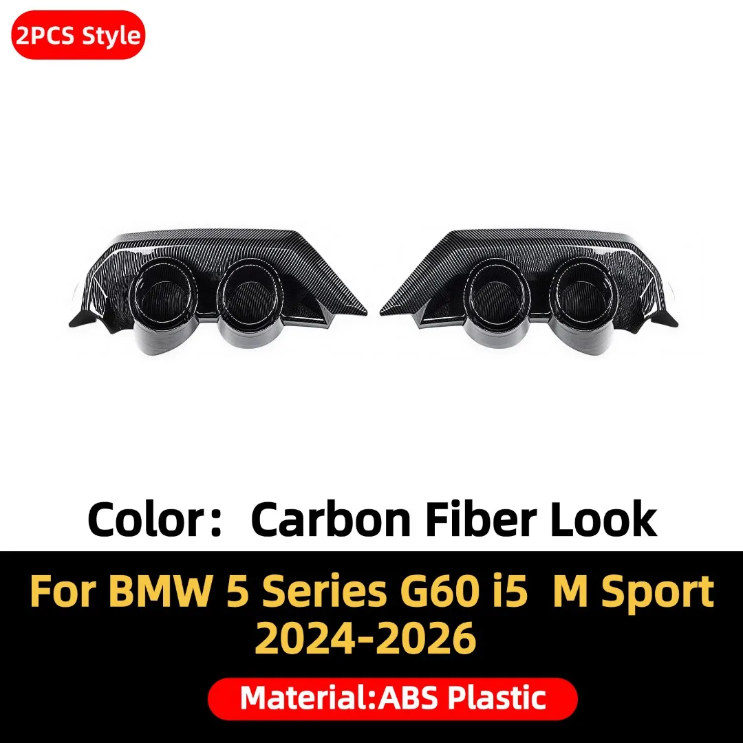 Rear Lip Diffuser Exhaust Tip Protector Decoration Car Tail Throat Cover Glossy Black For BMW 5 Series i5 G60 2024-2026 M Sport image 3