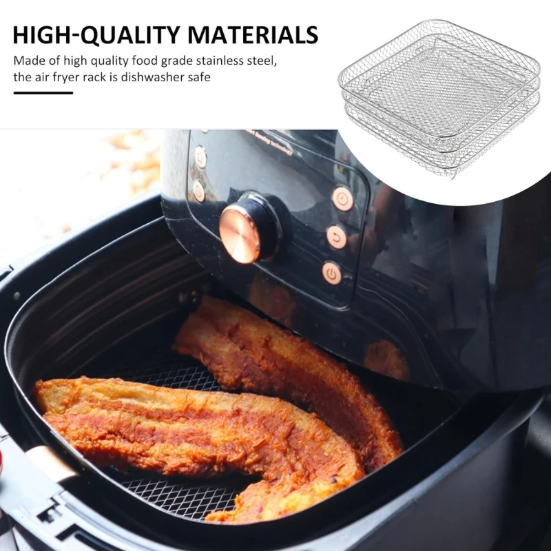 Multi-Layer Air Fryer Rack เครื่องขจัดน้ำออกจากอาหารยืนสแตนเลสผู้ถือขนมปังปิ้ง