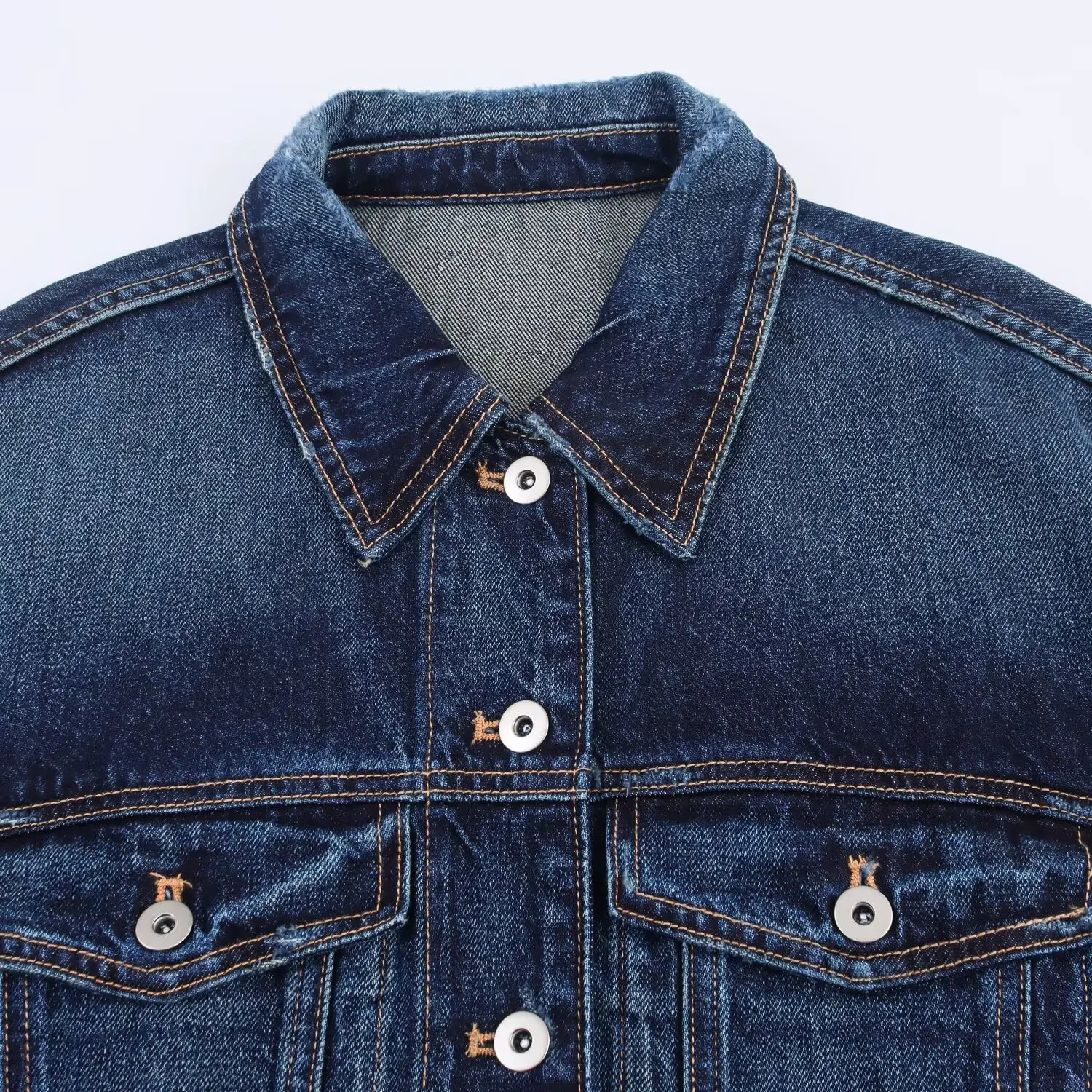 Fashionable Versatile Women's Denim Jacket Autumn New Arrival JNLEAOG Polyester Long Sleeve Button Closure Casual Outerwear