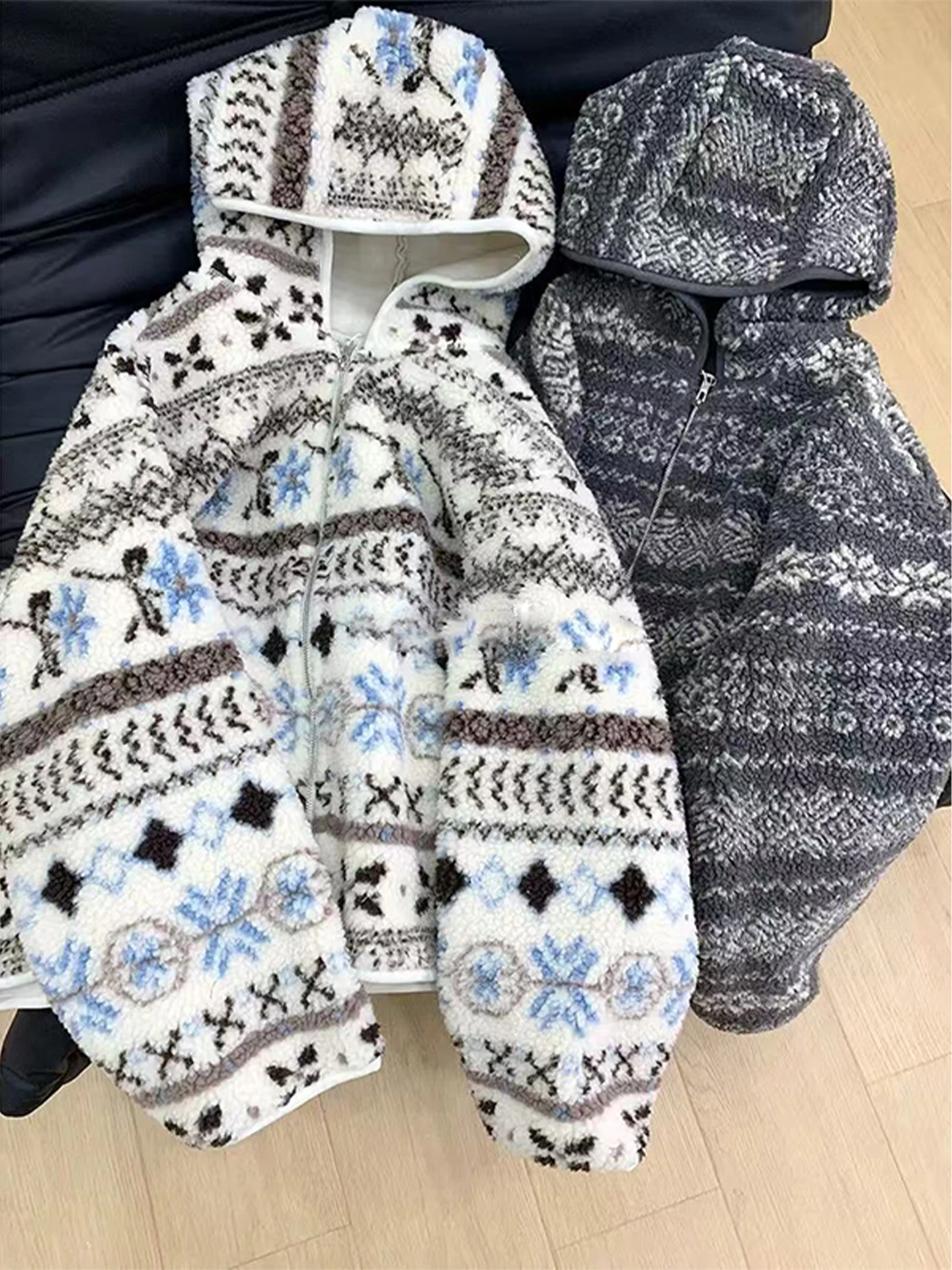 

Thiened Lamb Fur Hooded Jaet Men's Casual Sle Warmth Outerwear Fce Lined Cotton Coat Zipper Closure Long Sve