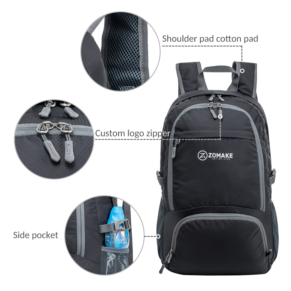ZOMAKE 35L Big Backpack Lightweight Hiking Foldable Backpack Water Resistant travel camping Backpack Daypack for Women Men