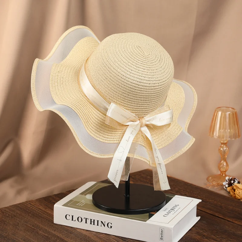 

Соломенная шляпа на заказ, женская летняя пляжная каникула, солнцезащитный козырек с большими полями, крутая шляпа, интернет-шляпа знаменитости