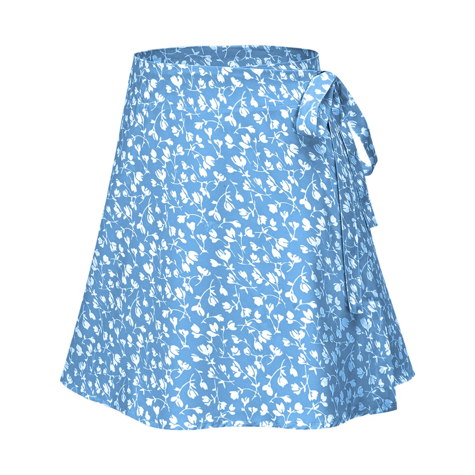 Minifalda acampanada con lazo lateral para mujer, faldas cortas de cintura alta con estampado Floral, faldas de fiesta elegantes de lujo bohemias, moda informal