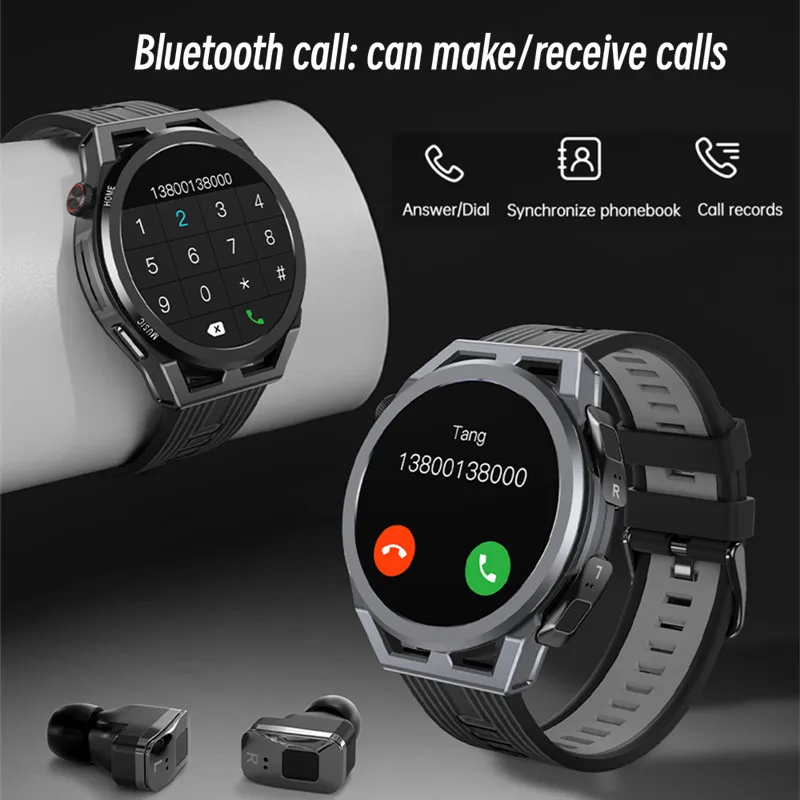 TWS Headset Men Smartwatch 2-in-1 Bluetooth Talk HIFI Stereo 4G Large Memory Local Music Player Heart Rate Sleep Sports Bracelet