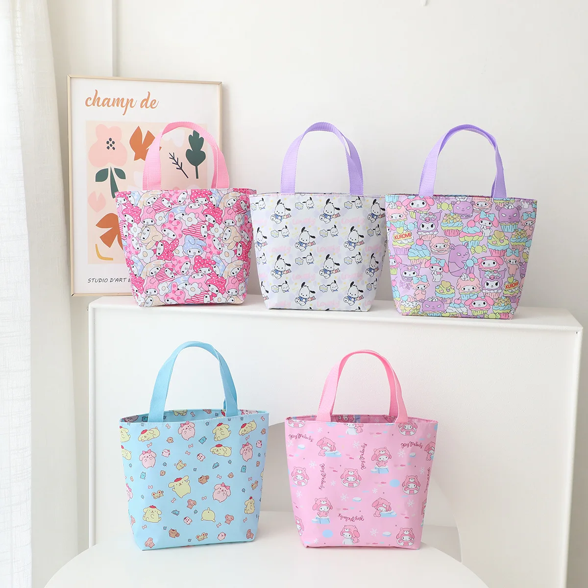 Sanrio Cinnamoroll Kuromi Mymelody kawaii Anime Zipper Lunch Bag Picnic Lunch Box Storage Tote Food Bags Handbag Dinner Bag