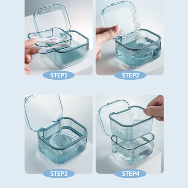 Three Layers Braces Box Invisalign Retainer Case Orthodontic Storage Box Portable Draining Layered Braces Cleaning Box