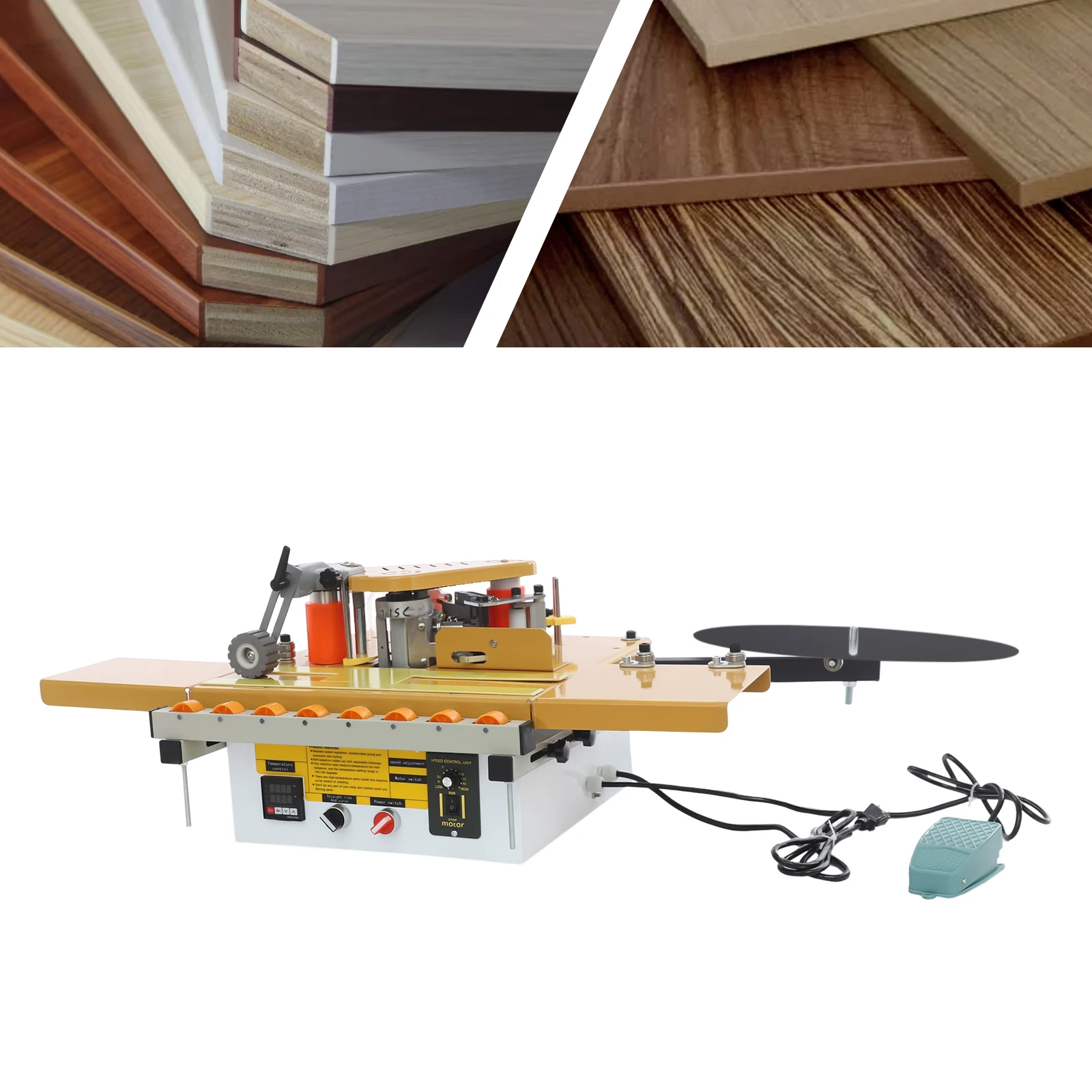 Yellow Woodworking Edge Bander Curve Straight Edge Banding Machine Woodworking Edge Banding Machine Furniture Manufacturing