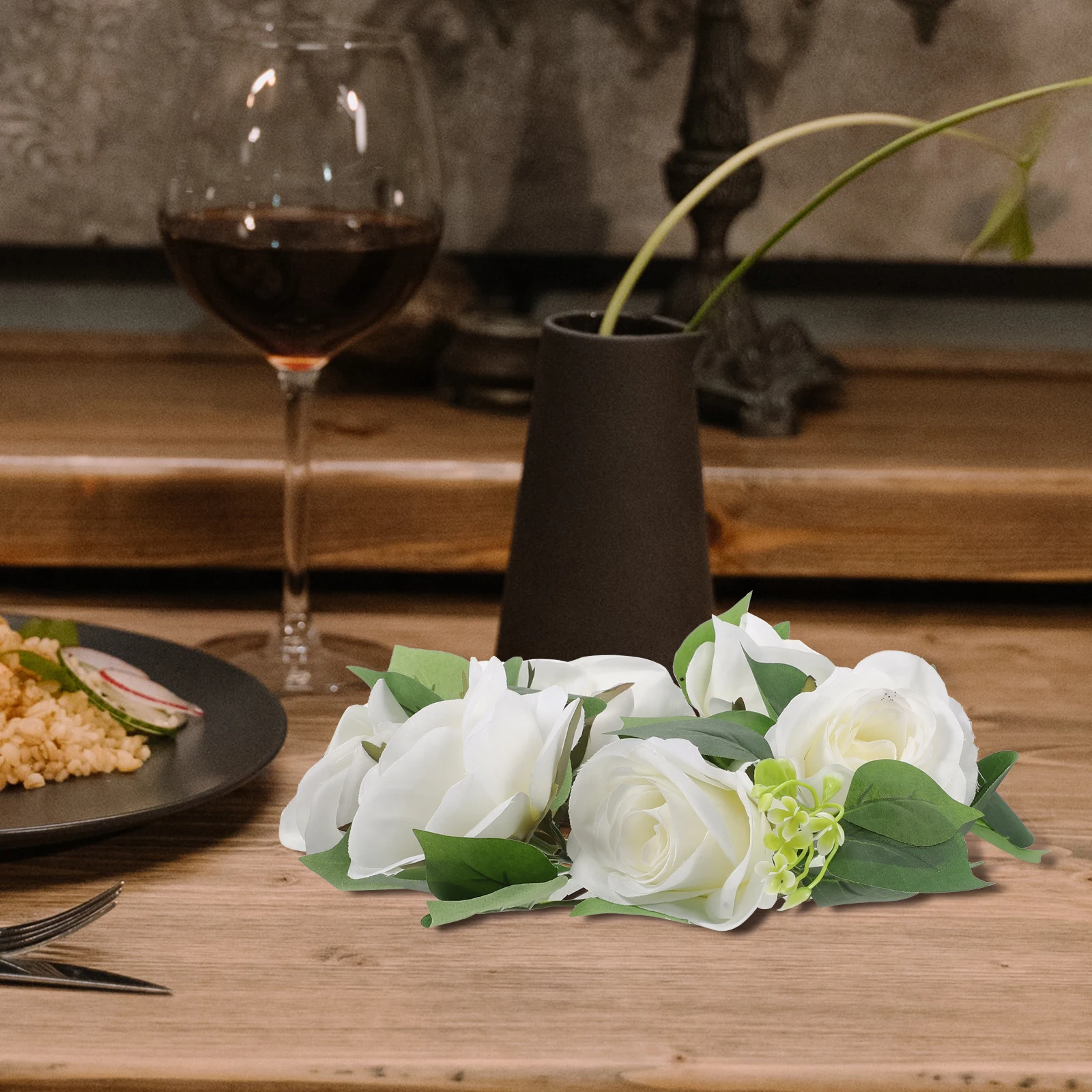 

Artificial Rose Ring Wreath Floral Table Centerpiece Wedding Party Decor Rings for Pillars Romantic Home