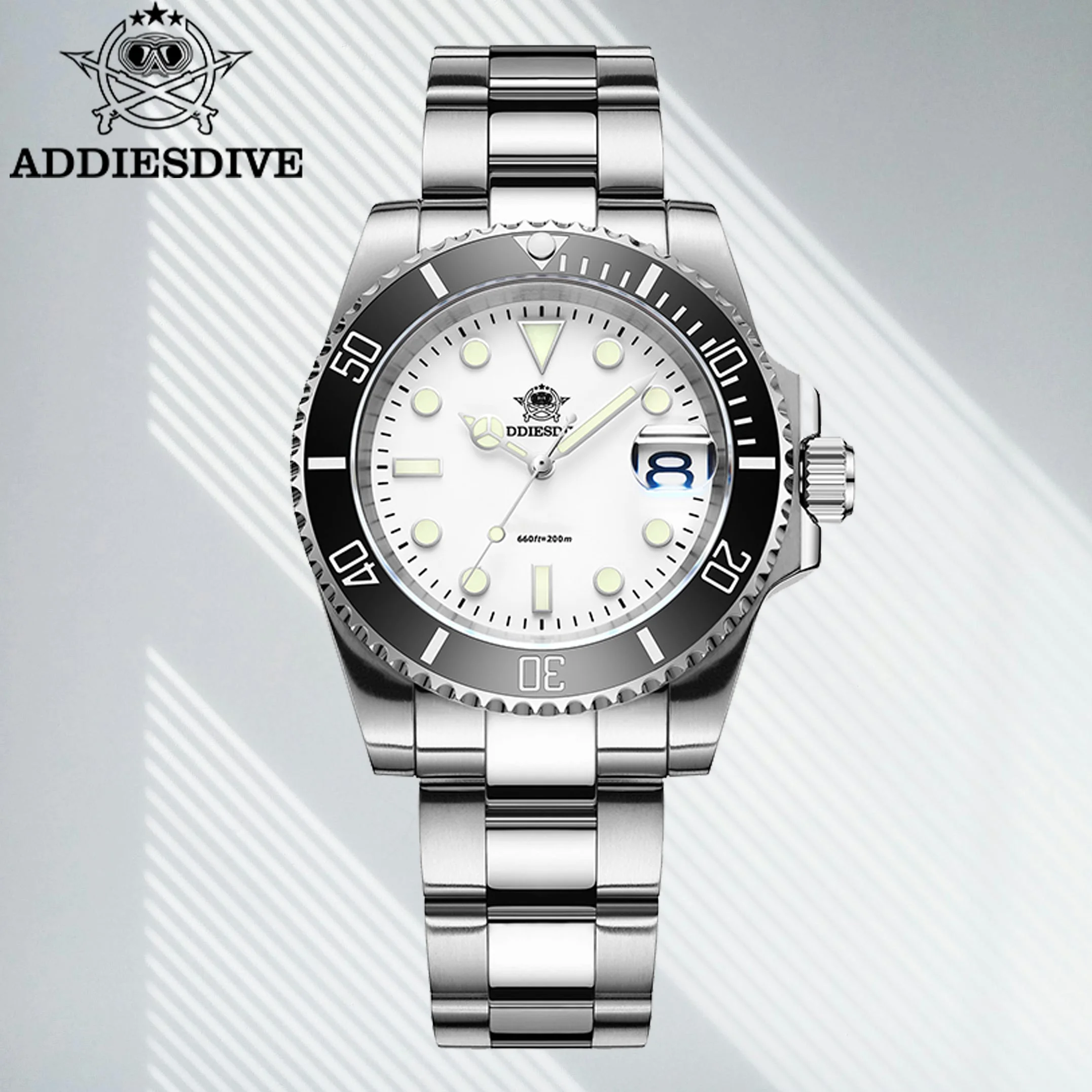 

ADDIESDIVE Luxury Men's Quartz Watch 41mm Ceramic Bezel BGW9 Luminous Stainless Steel 200m Waterproof Diving Men Wristwatch