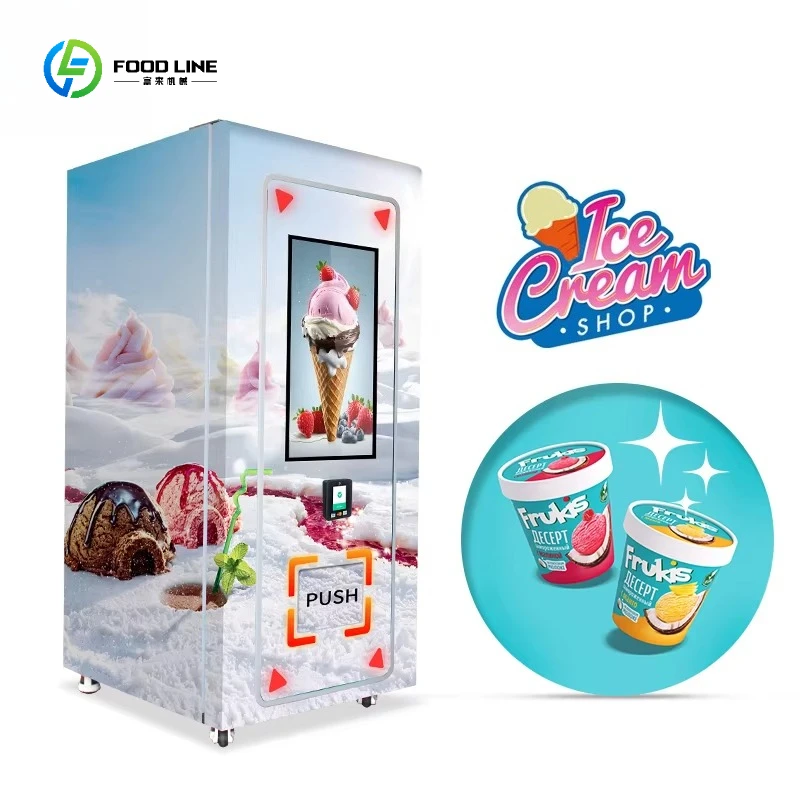 Automatic Ice Cream Vending Machine Frozen Food Outdoor Large Touch Screen Vending Machine Customized