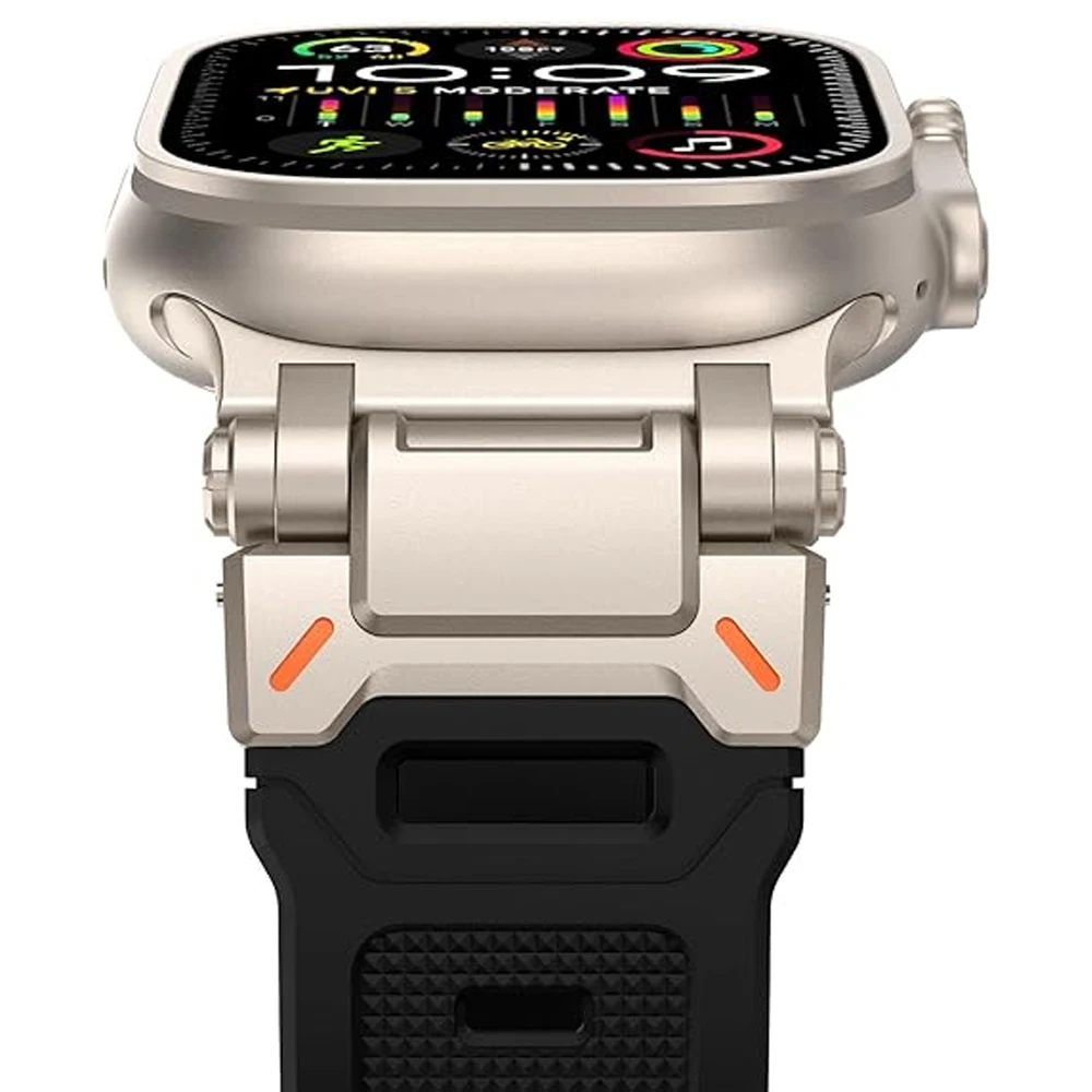 Apple Watch用シリコンストラップ,超2バンド,頑丈な金属とゴムのブレスレット,iwatchシリーズ9 6 5 4 7 8 se,49mm, 45mm, 44mm, 42mm