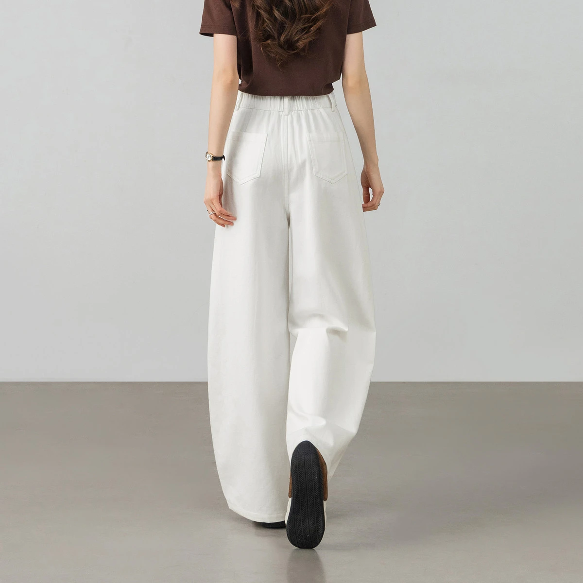 SENTUBILA Women's White Simple High Waist Wide Leg Pants 2026 Summer Detachable Belt Casual Loose Office Long Trousers W62KN6853