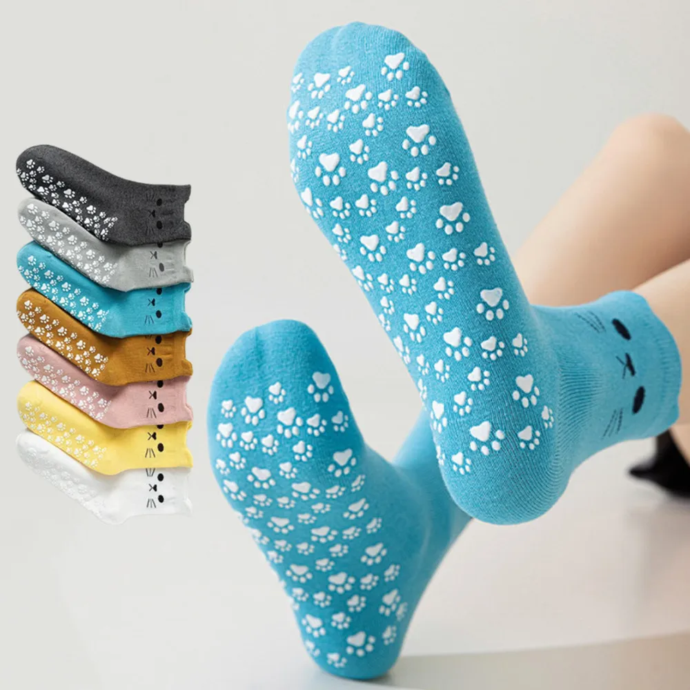 

1 пара женских носков для йоги, милые мультяшные спортивные носки для тренировок в помещении, тренажерного зала, фитнеса, танцев, профессиональные силиконовые нескользящие носки для пилатеса