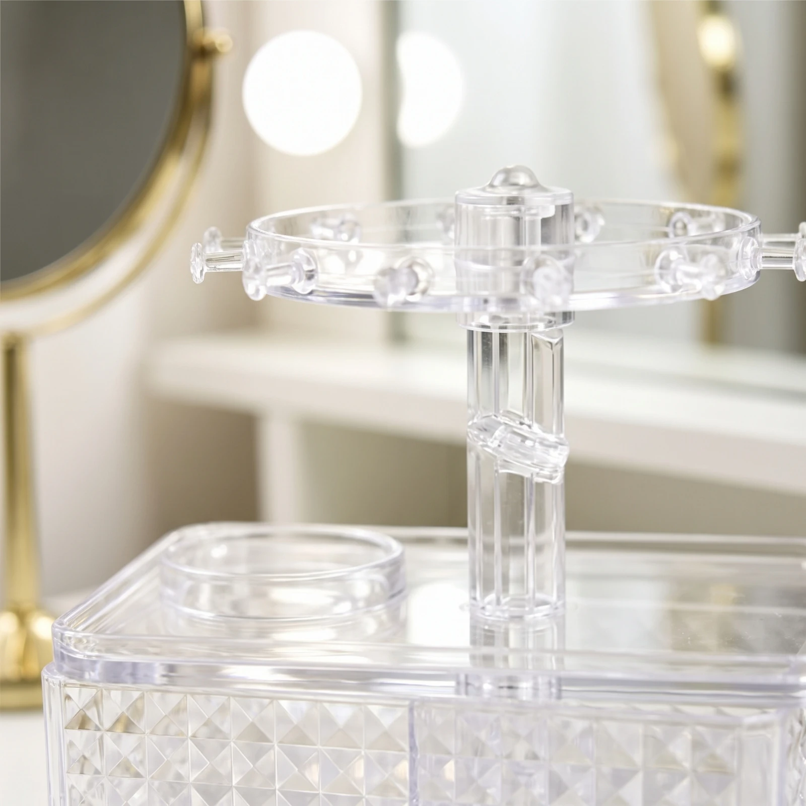 Rotating Jewelry Organizer Geometric Jewelry Organizer Stand Accessory Holder Sturdy Safeguarding for Women, Vanity, Dresser