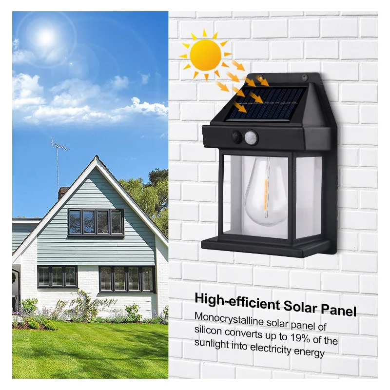 Solar outdoor tungsten wire courtyard wall lamp, human induction lamp, garden energy-saving street lamp, small night lamp