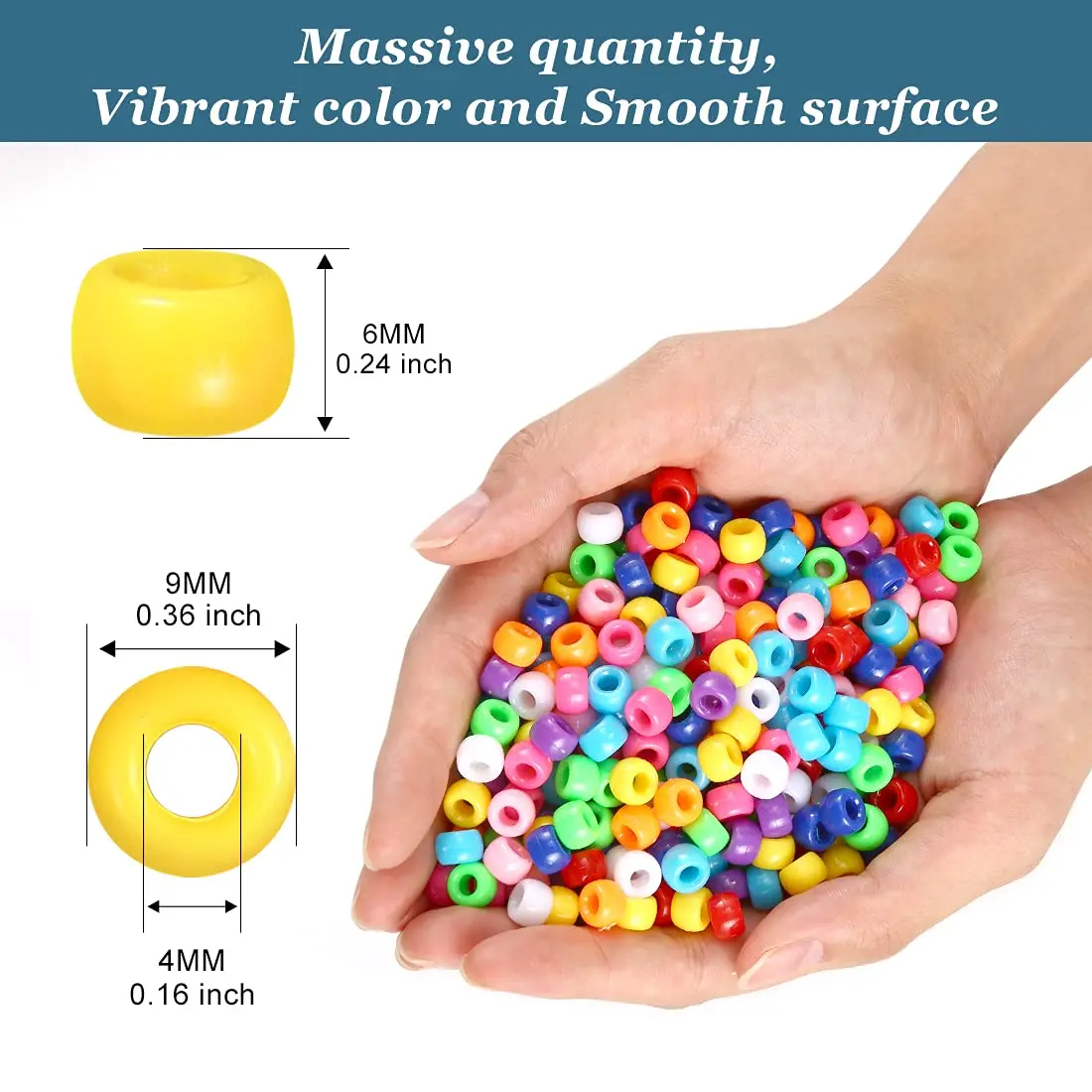 1000Pcs Mixing colors Large Hole Pony Beads Plastic Beads For Bracelets Making DIY Crafts Jewelry Key Chains And Decorations