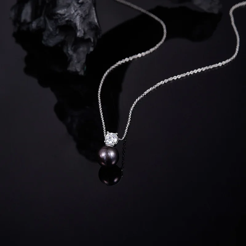 Natural Pearl Pendant Necklace with 0.5CT D Color Moissanite S925 Sterling Silver Adjustable Chain Fashion Wedding Necklace 2025