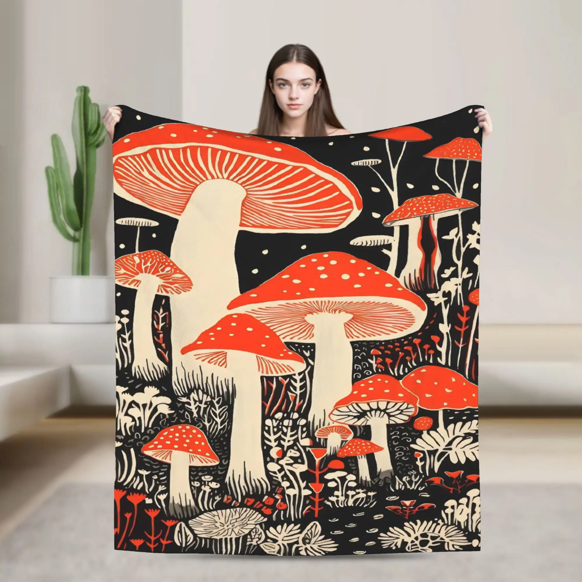 

Одеяло с грибами в стиле аниме, фланелевые одеяла, домашний диван, персонализированное ультра-мягкое теплое покрывало