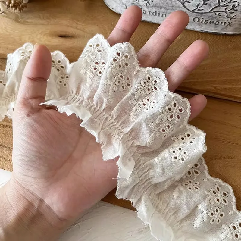 6cm Width Cotton Lace Trim Ivory Hollow Out Embroidery DIY Apparel for Sofa Cushion Curtain Dress Sewing
