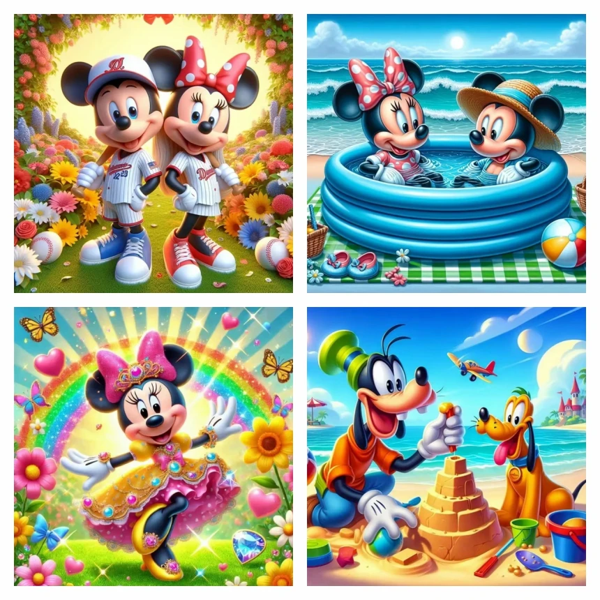 

Наборы алмазной живописи Диснея, картина со стразами и Минни Маус для взрослых, новая 5D полная вышивка, художественная мультфильм