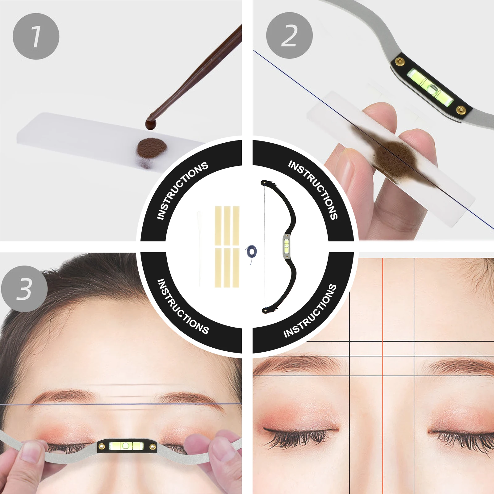 

Stainless Steel Mapping Tool Bow Shaped Brow Ruler Symmetrical Measuring Positioning Kit Tattooing Threading Makeup 3 Point
