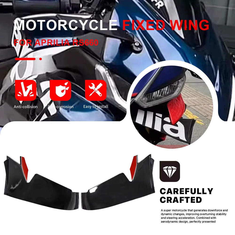 

For Aprilia RS660 All Year ABS Side Winglet Motorcycle Front Aerodynamic Fixed Wind Wing Spoiler Windshield Wing Fairing