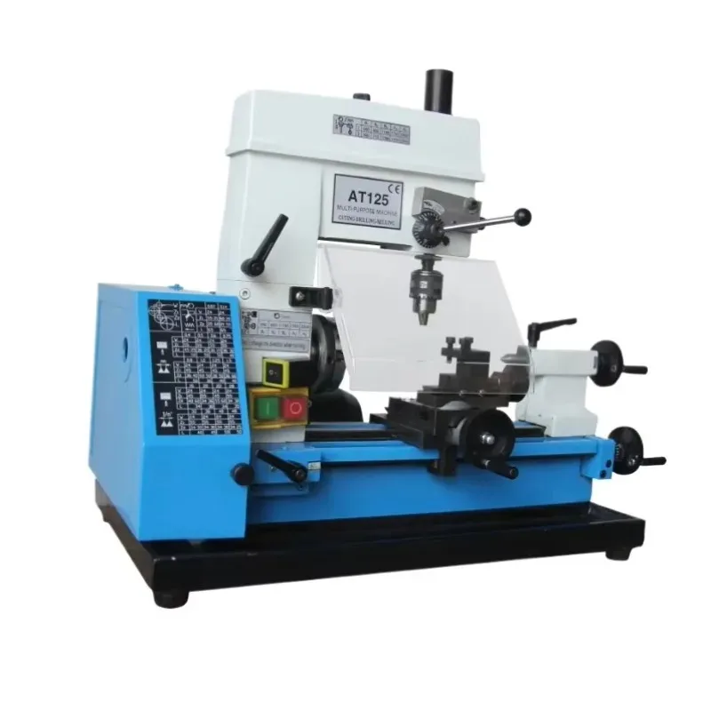 

AT125 Mini Metal Lathe Machine 3 in 1 Combo Bench Lathe Milling Drilling for Hobby Education Home Use