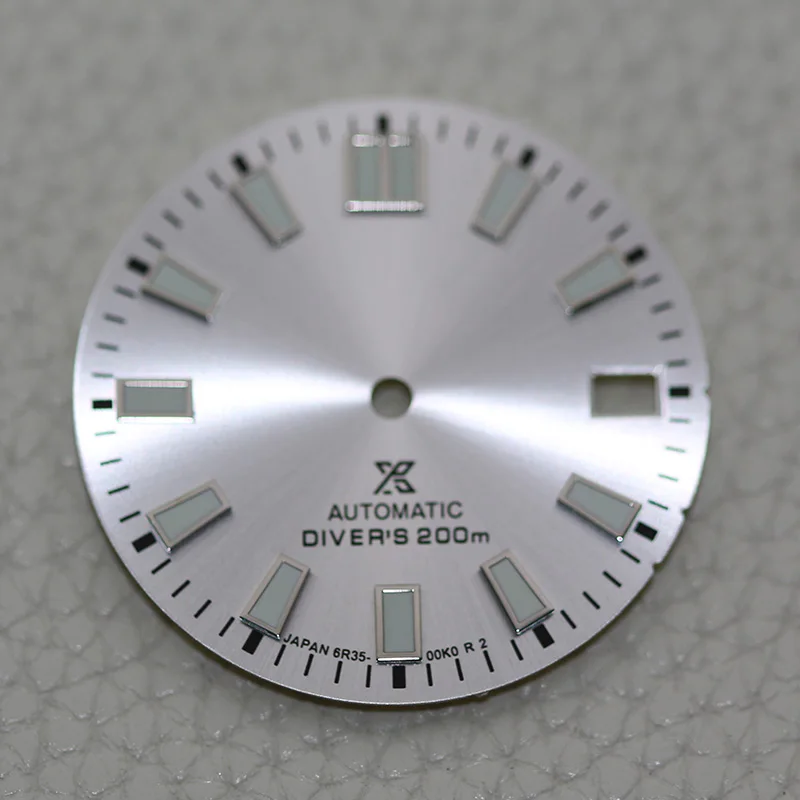 Cadran Sunburst-Dial NH35 S Logo para NH35 36 SKX007, piezas de reparación de cara de reloj de buceo, color gris, 28,5mm