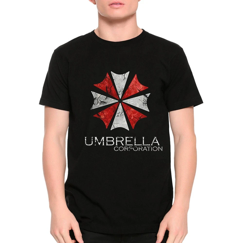 Resident Evil Umbrella Company Logo T-shirt Men's and Women's Retro Crack Print T-shirt Unisex Game Fan Street T-shirt