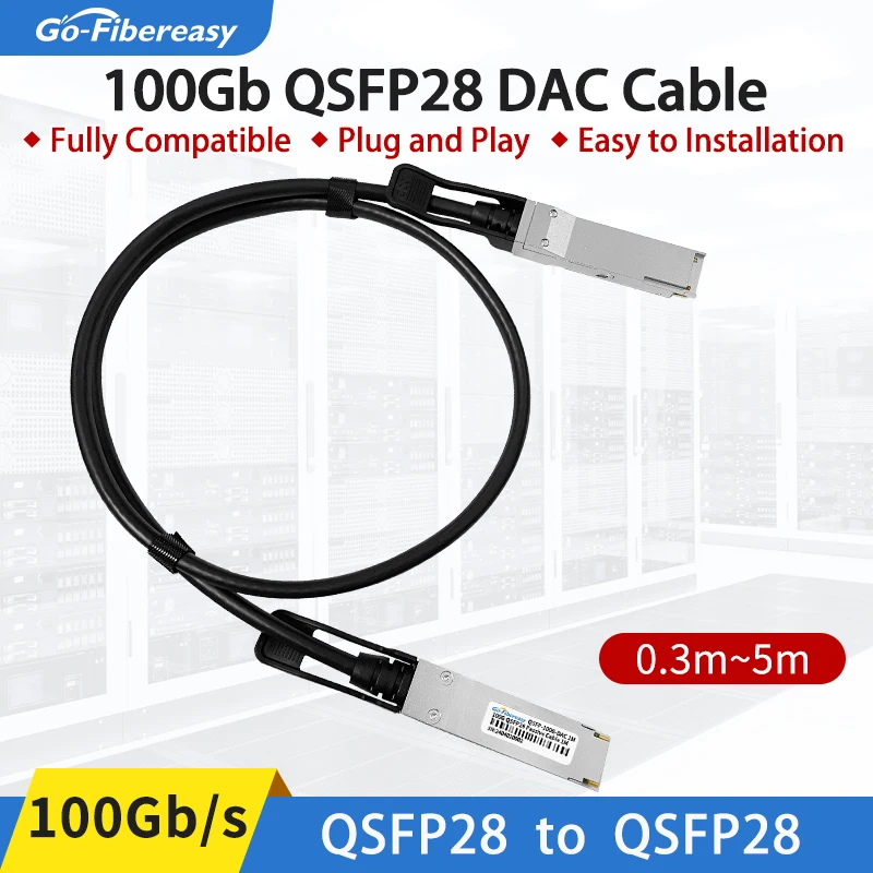 100Gb QSFP DAC Cable 0.5m,1M,2M,3M,5M 100G QSFP28 to QSFP28 Passive Twinax Attach Copper For Mikrotik,Huawei,Juniper Switch