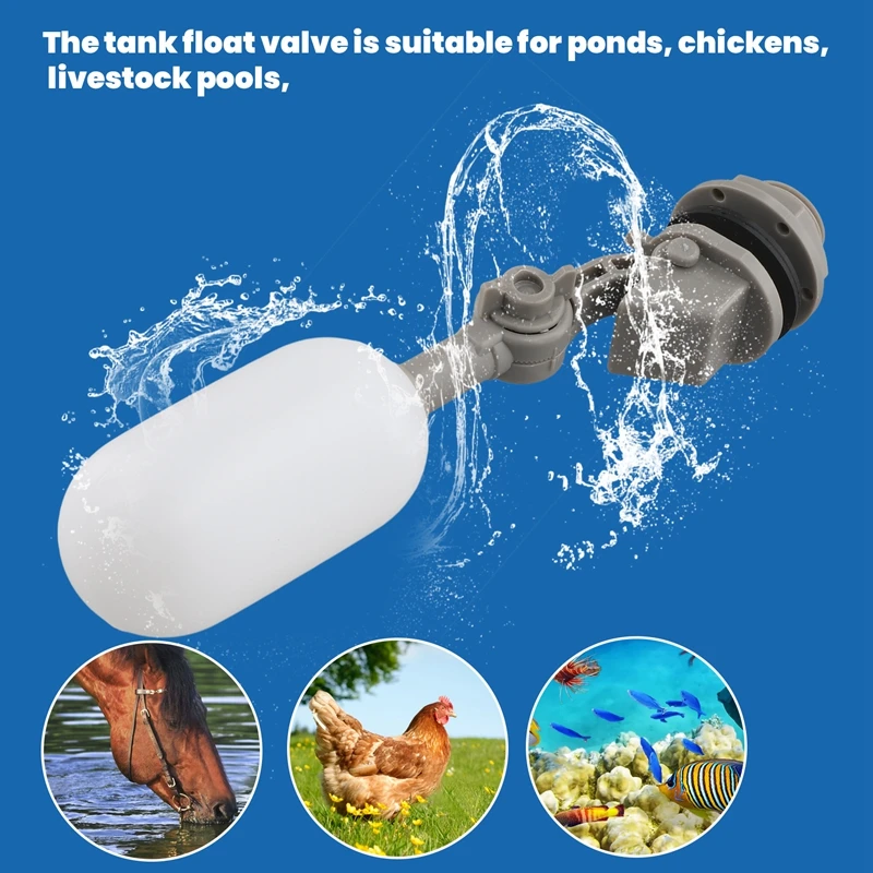 M11K-3-Piece Float Valve Set, 1 / 2-Inch Water Supply Pipe Float Valve With Adjusting Arm For Swimming Pool, Aquarium (Gray)