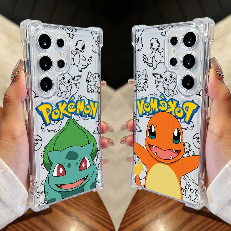 Cartoon P-Pokemons Bulbasaur Clear Phone Case For Samsung Galaxy S26 S25 S24 Ultra S23 S22 Plus S21 S20 S26 FE 5G Silicone Cover