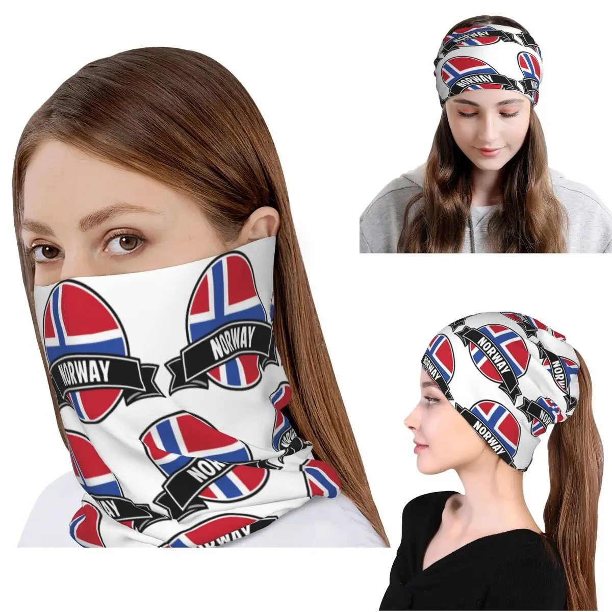 Norwegen-Flagge, Bandana, Halsschutz, Gesichtsschal, Mehrzweck-Sturmhaube, Mütze, Unisex, für Erwachsene, winddicht
