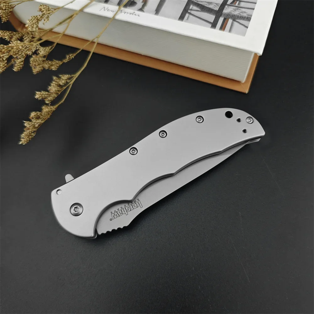 KS 3655 Flipper Folding Knife 8Cr13Mov Blade 420 Steel Handle Outdoor Tactical Knife EDC Camping Practical Pocket Hunting Tool