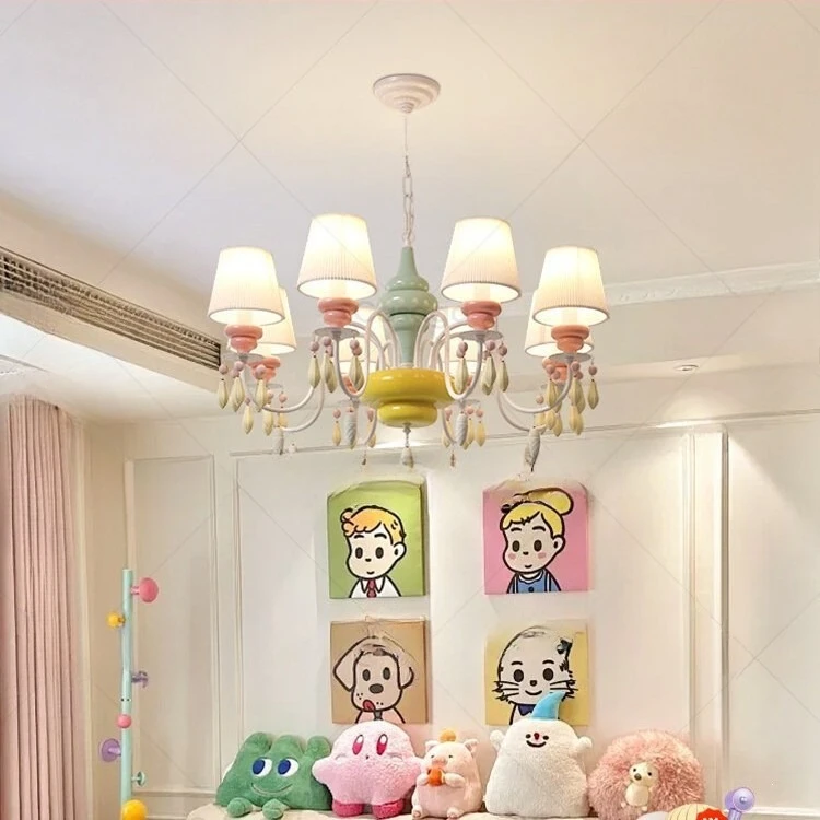 Korean dopamine room chandelier Nordic creative cute princess room girl child bedroom cream wind lamp