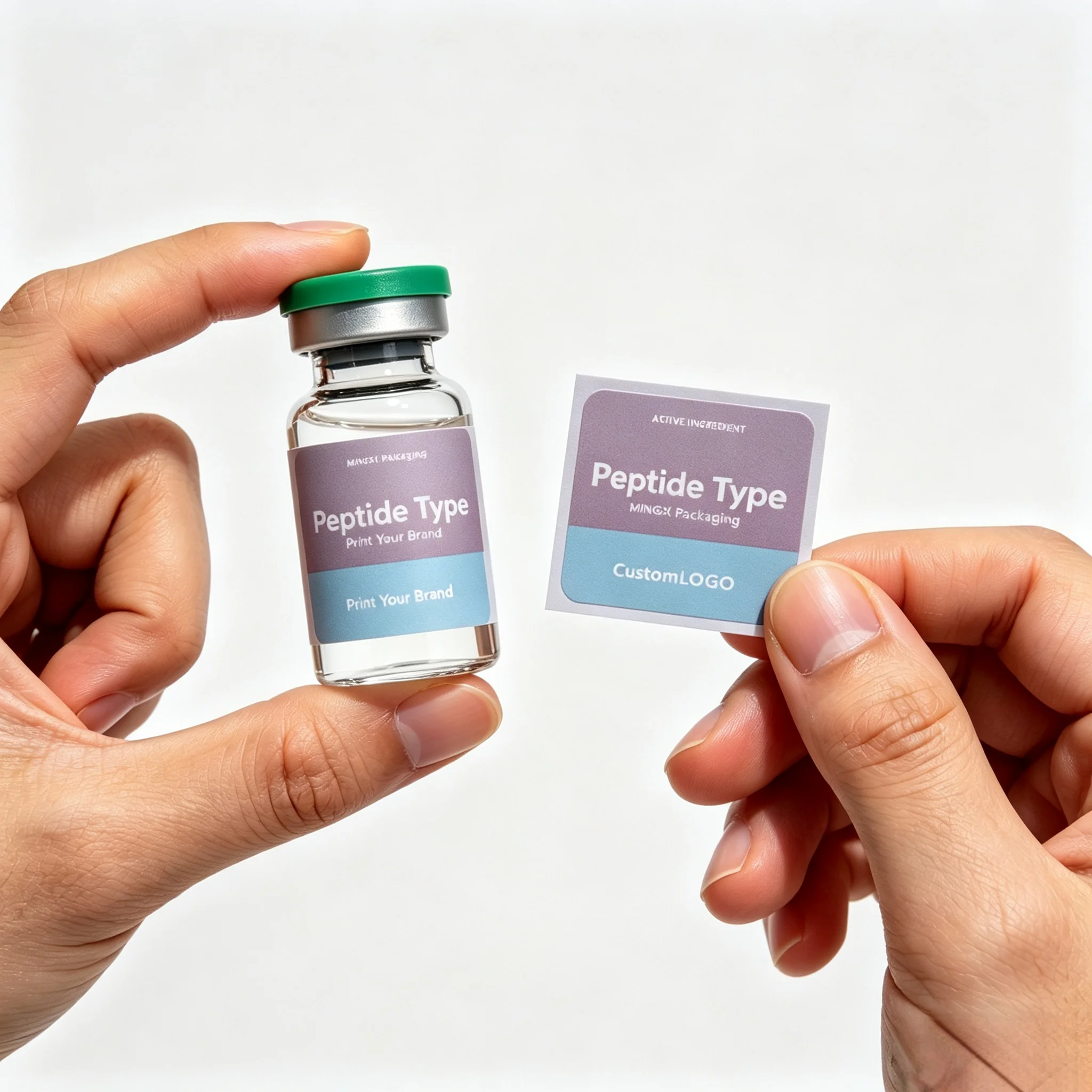 Gym Supplement Peptide Containers 3ml 10ml Custom Holographic Waterproof Vinyl Bottle Stickers With Free Sample Design Service