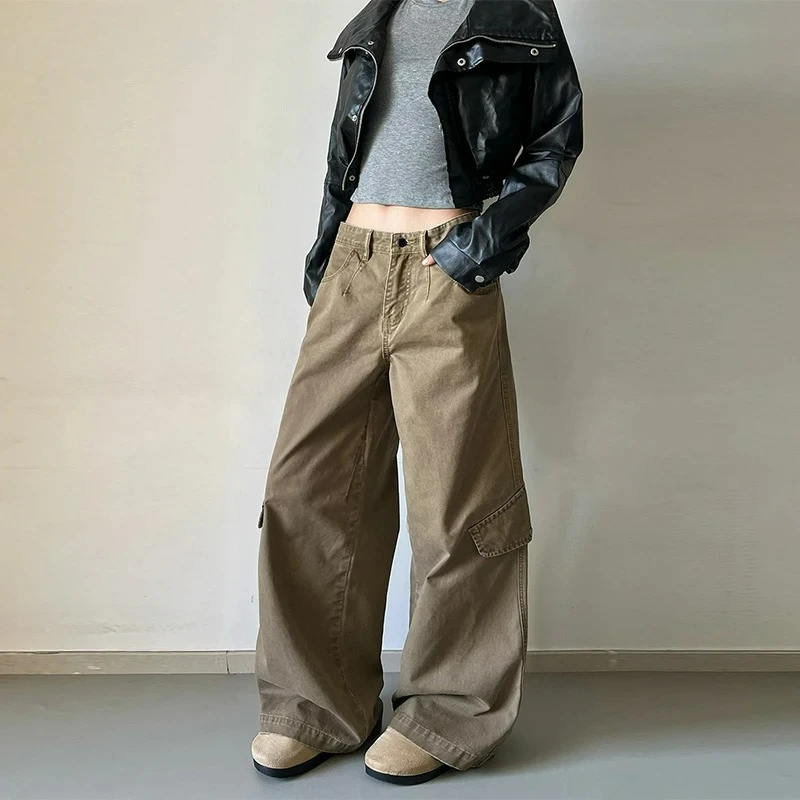 Gewaschene Arbeitshosen Stylische Freizeithosen Weiche Taschen Herrenhosen Y2k-Hosen Weite Oversize Mode-Overalls Cargohosen