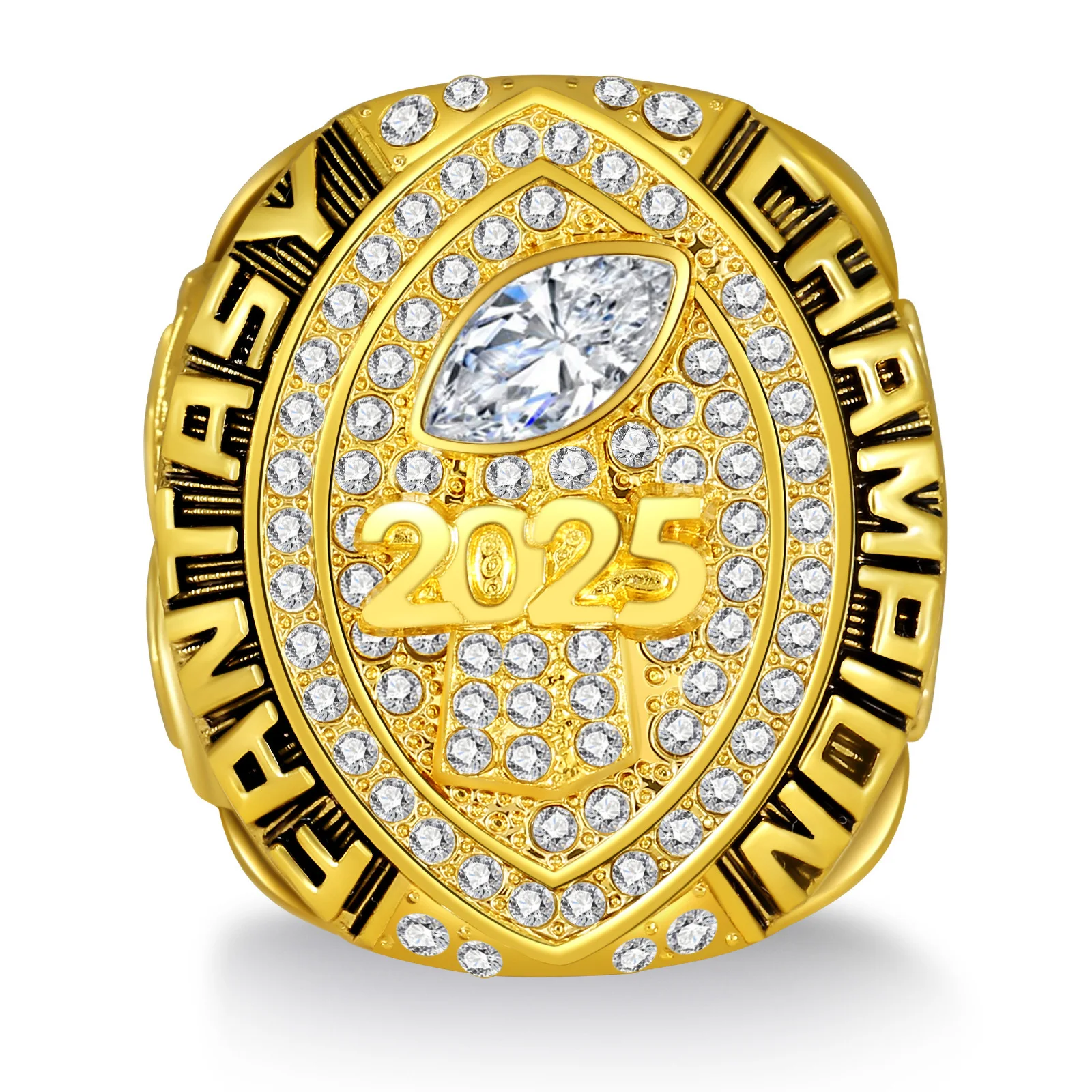 Customizable 2025 Fantasy Football Championship Ring with Team Name Engraving