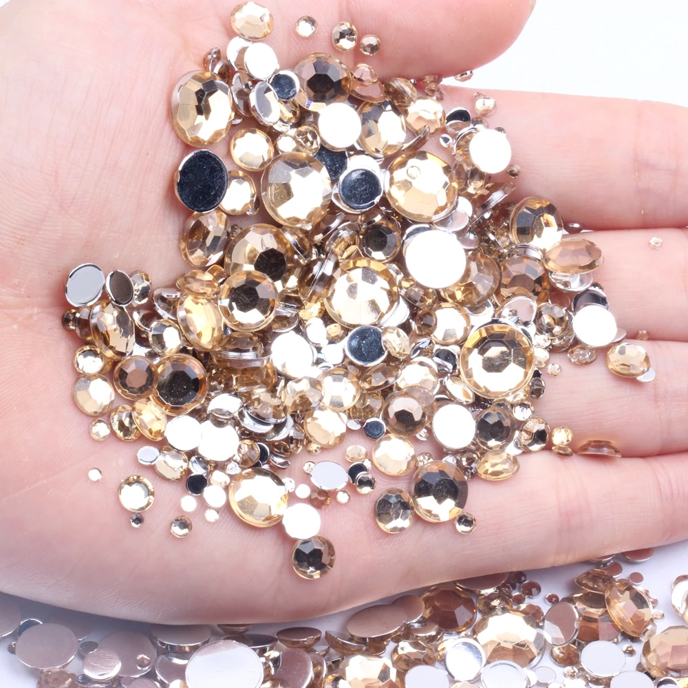 

8mm 2000pcs Acrylic Rhinestones Flatback Facets Round Glue On Stones DIY Craft Backpack Garment Accessories