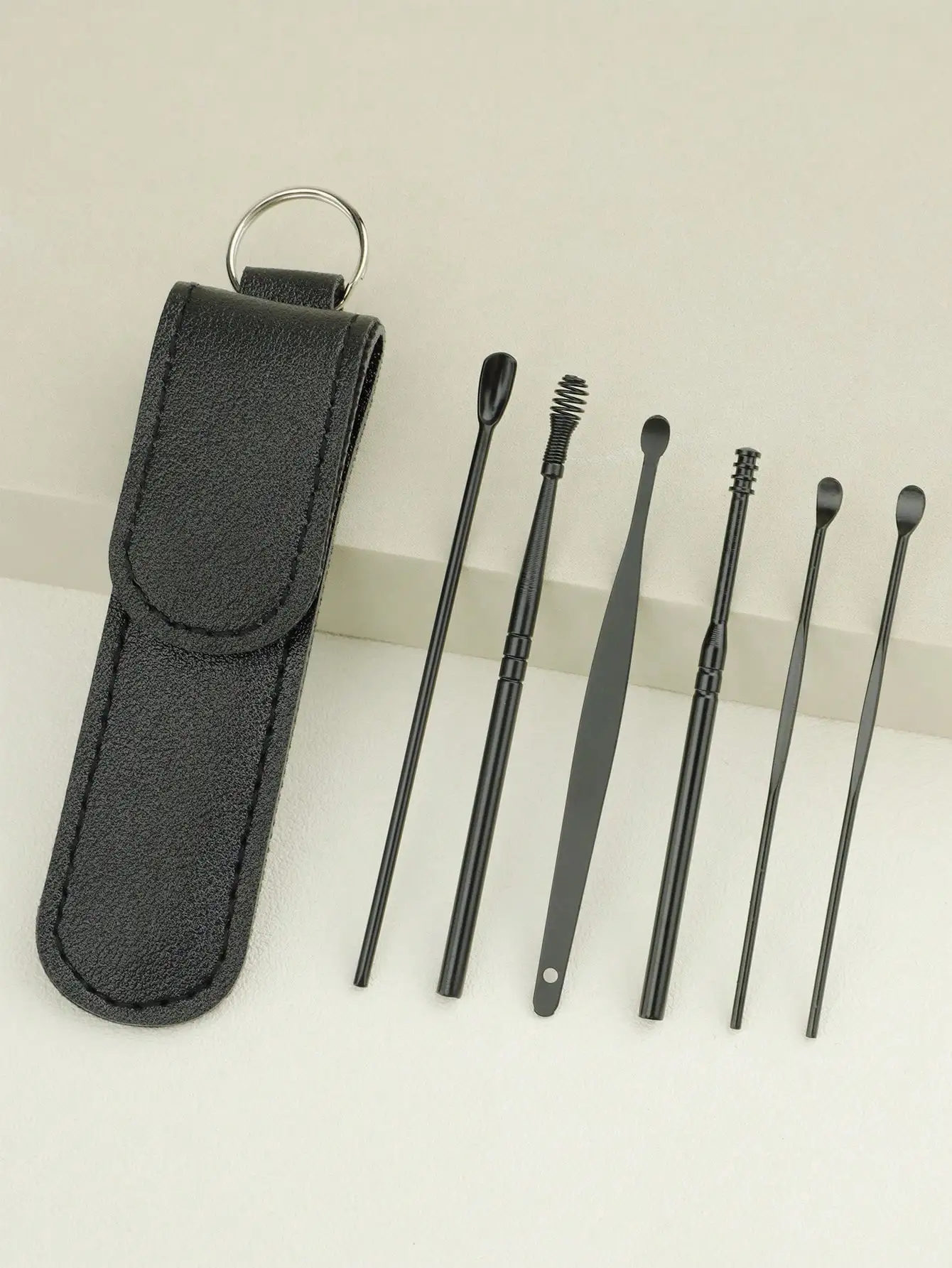 6Pcs Ear Pick Cleaning Set Spiral Ear Wax Removal Tool Kit Stainless Steel Ear Spoon With Storage Pouch Portable Ear Care Tools