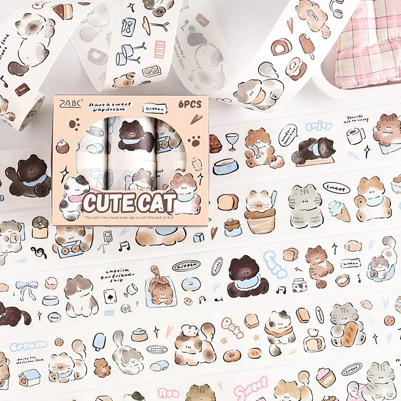 conjunto-de-fitas-washi-da-serie-good-kitty-para-decoracao-de-scrapbook-colagem-e-camadas-de-fundo-pacote-combo-com-dois-designs