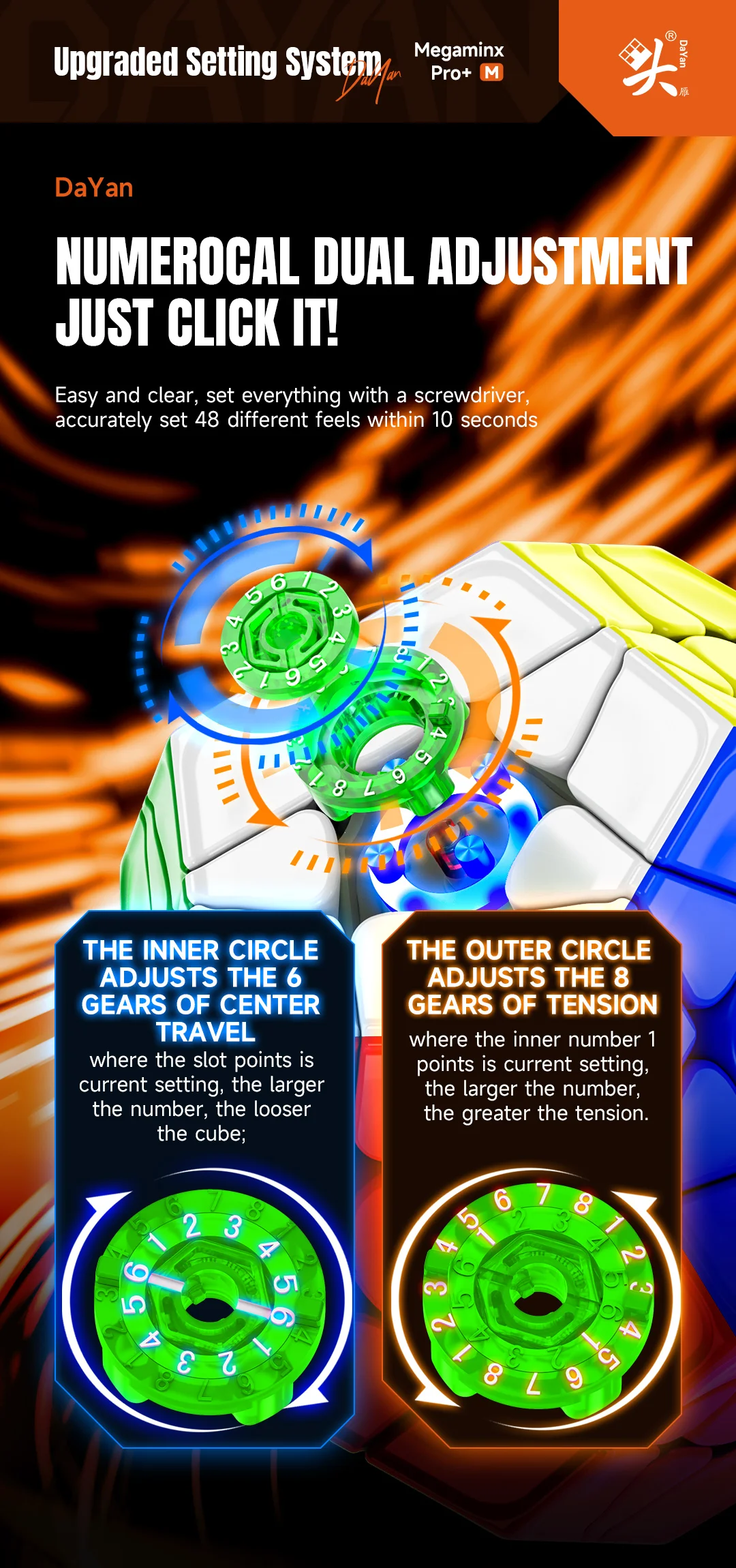 [Picube] DaYan Megaminx M pro + Cubo magnético de 12 lados sin pegatinas juguetes profesionales Fidget DAYAN Megaminx Cubo mágico rompecabezas