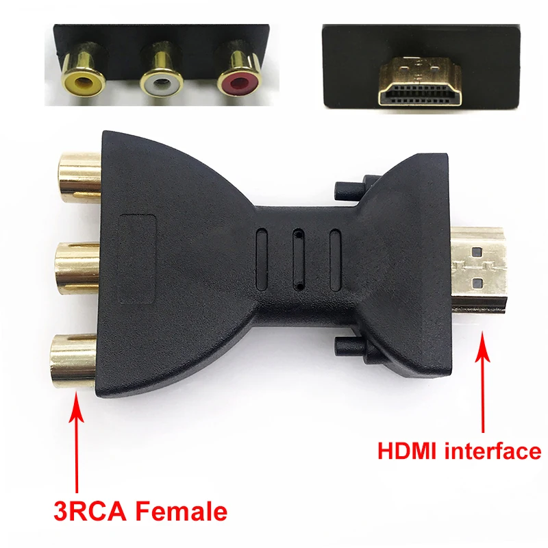 1PCS HDMI TO AV Gold-plated HDMI-compatible Male To 3 RGB RCA Video Audio Adapter AV Component Converter Connector For HDTV DVD