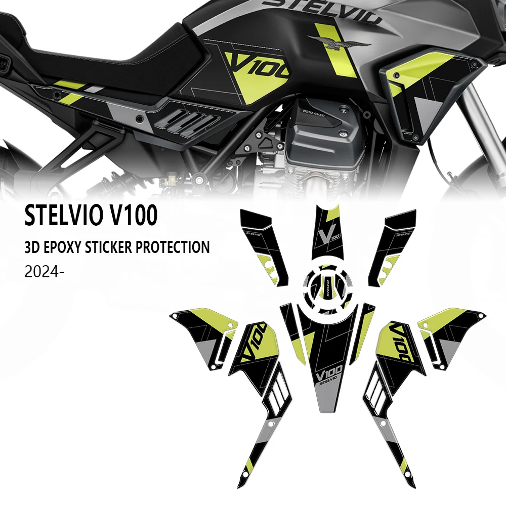 

For Moto Guzzi Stelvio V100 Protection Kit Motorcycle Sticker Side Fairing Tank Pad 3D Decal 2024 2025 2026