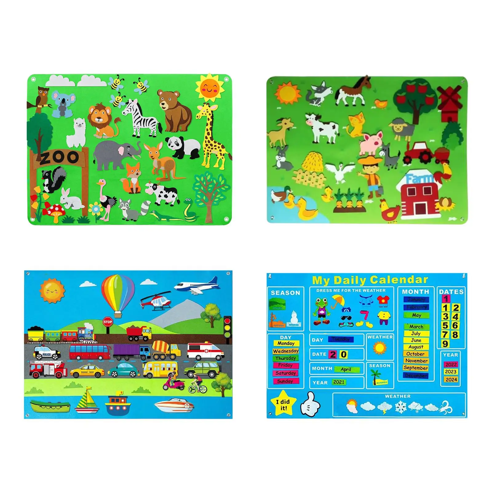 Felt Busy Board Foldable Montessori Preschool Stories Board Flannel Early Teaching Aids Preschool Stories Activities Farm Zoo
