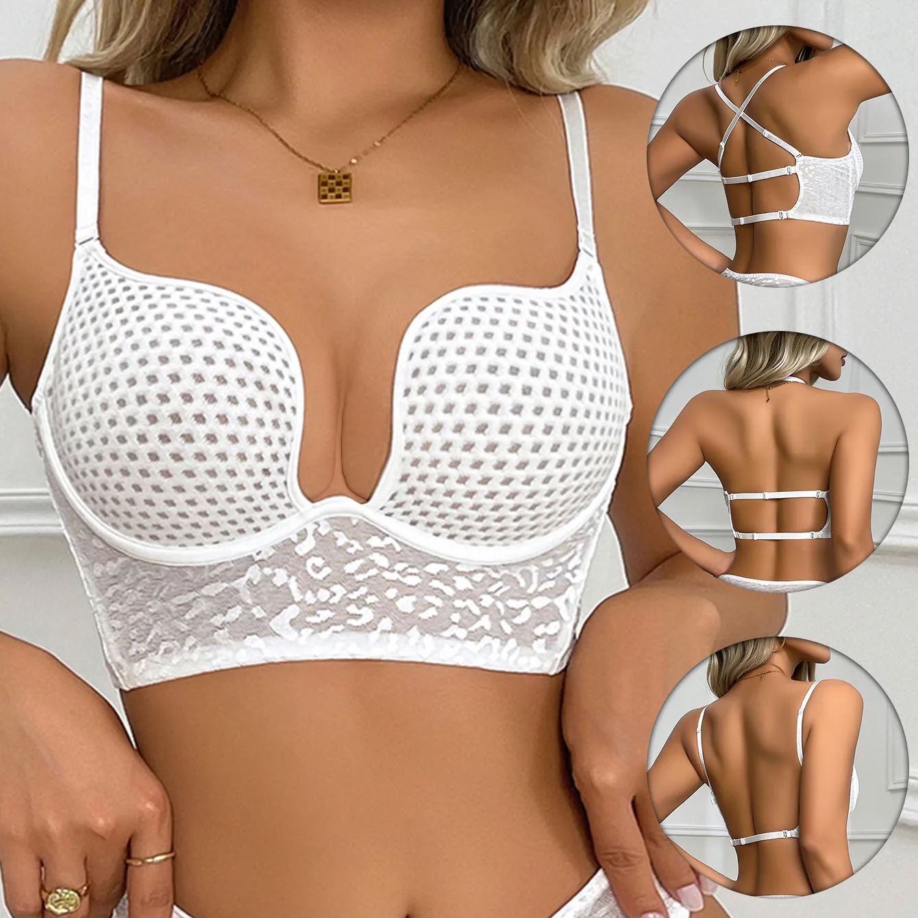 Ультратонкий сексуальный бюстгальтер-прокладка, нижнее белье с подвесным воротником, дышащий бюстгальтер без спинки с U-образной спинкой, невидимый бюстгальтер на косточках, пуш-ап