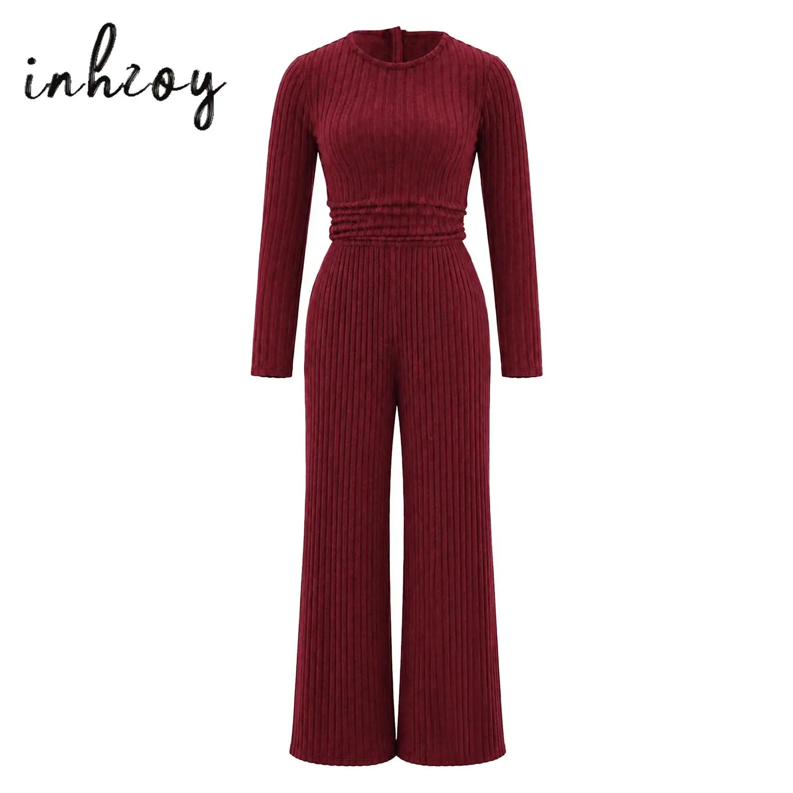 Women Elderly Adaptive Jumpsuit Special Need Clothing Long Sleeve Anti-strip Back-zip Ruched Waist Brushed Ribbed Bodysuit
